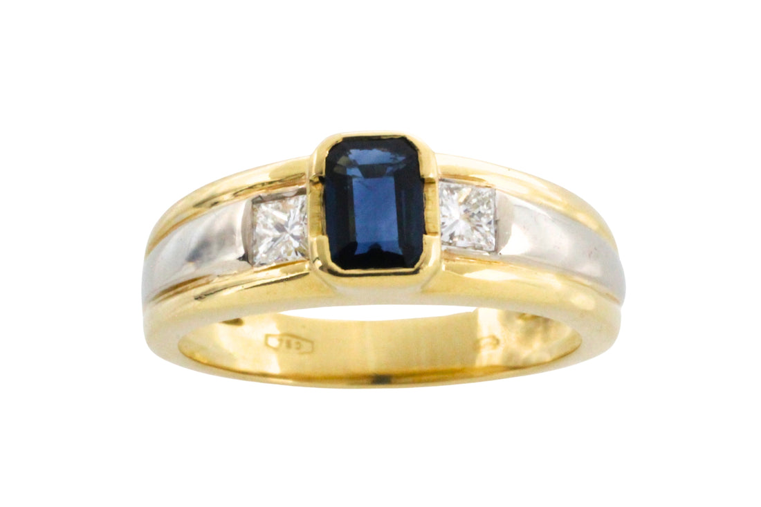 Sapphire and diamond ring in 18 carat gold-Vintage Rings-The Antique Ring Shop
