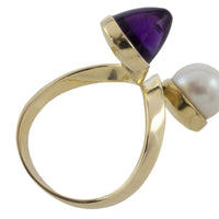 Amethyst and pearl Toi et Moi ring-Vintage Rings-The Antique Ring Shop