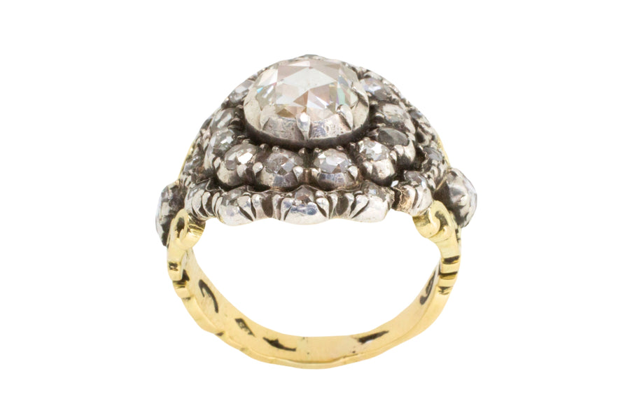 Rose diamond ring silver and 14 carat gold-Antique rings-The Antique Ring Shop