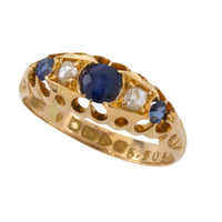 Edwardian sapphire and rose diamond ring from 1906-Antique rings-The Antique Ring Shop