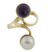 Amethyst and pearl Toi et Moi ring-Vintage Rings-The Antique Ring Shop