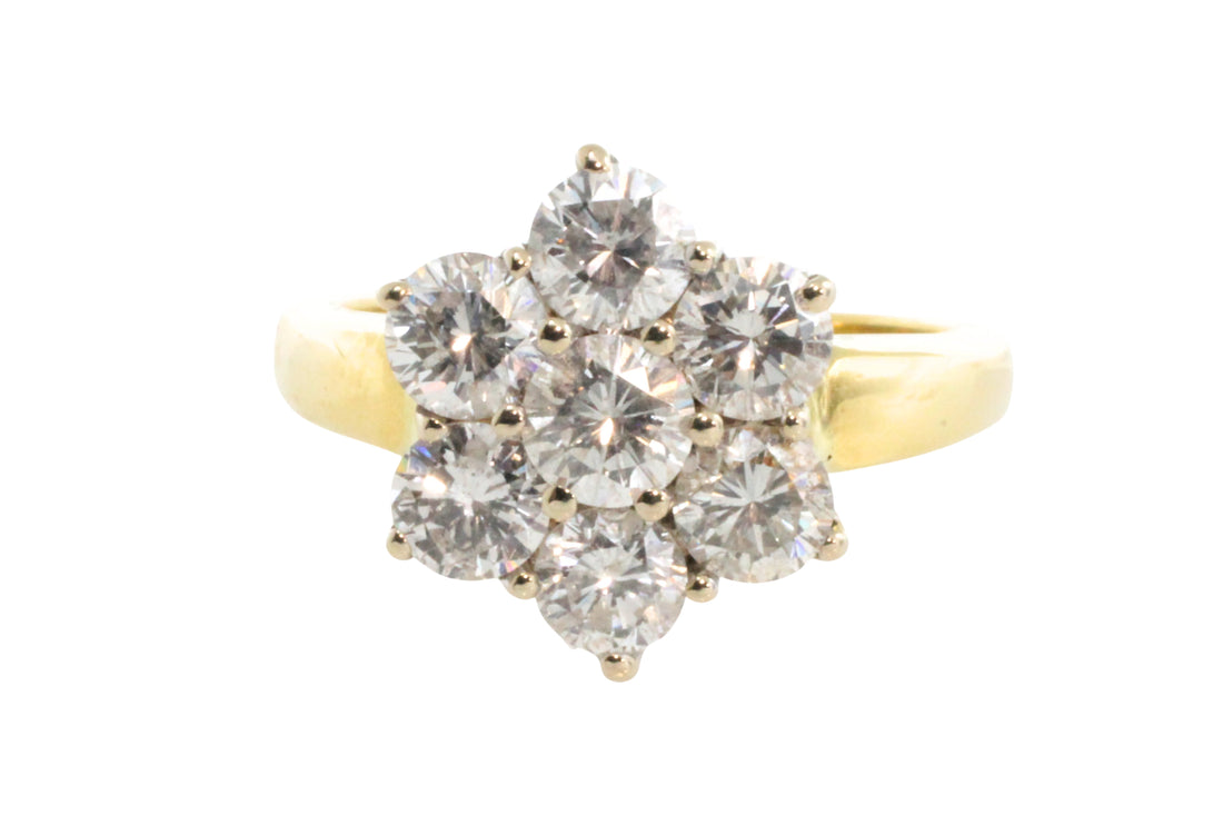 Vintage diamond cluster ring in 18 carat gold-engagement rings-The Antique Ring Shop