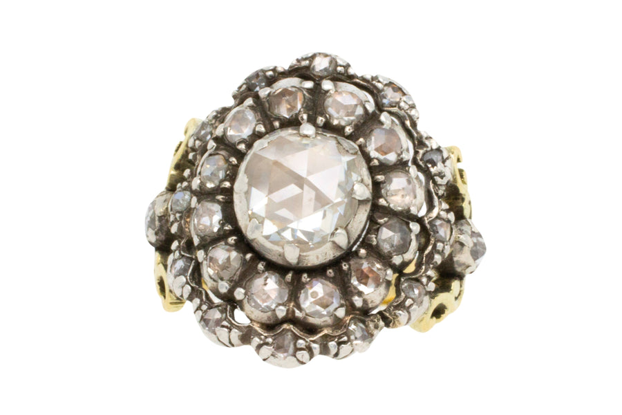 Rose diamond ring silver and 14 carat gold-Antique rings-The Antique Ring Shop