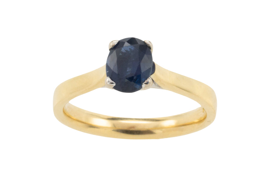 Sapphire solitaire ring in 18 carat gold-engagement rings-The Antique Ring Shop