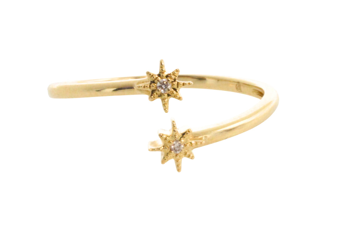 Diamond star ring in 14 carat gold-Vintage Rings-The Antique Ring Shop