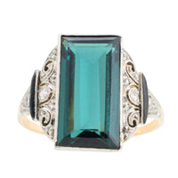 Art Deco green spinel and diamond ring-Vintage Rings-The Antique Ring Shop