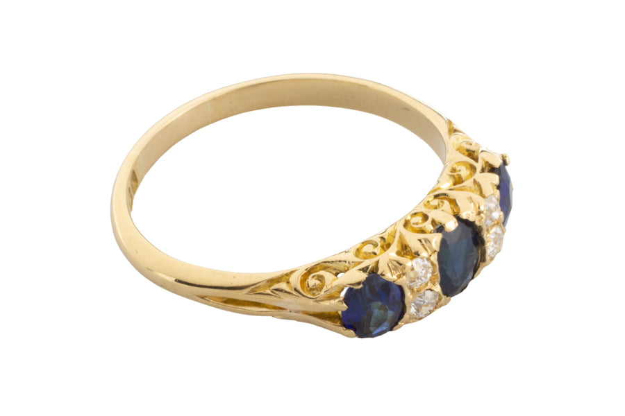 Sapphire and diamond ring from 1904-engagement rings-The Antique Ring Shop