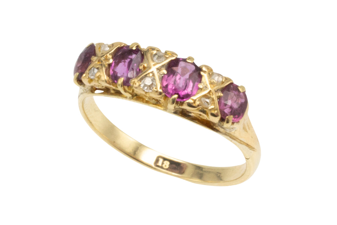 Vintage ruby and diamond ring in 18 carat gold-Vintage Rings-The Antique Ring Shop