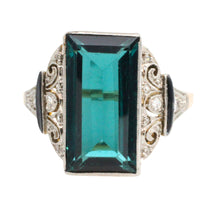 Art Deco green spinel and diamond ring-Vintage Rings-The Antique Ring Shop