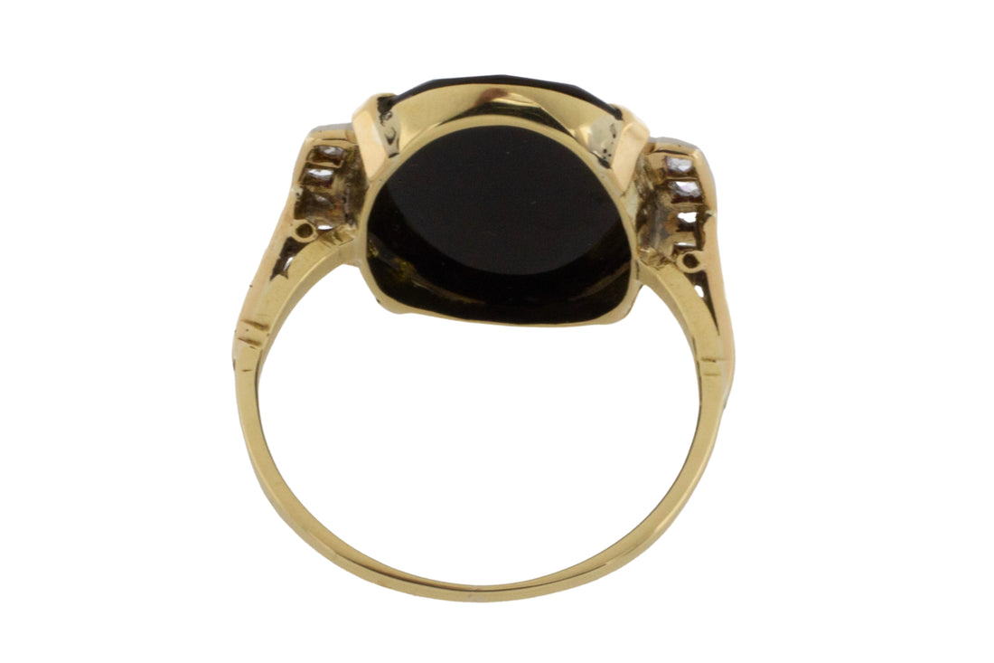 Art Deco onyx and rose diamond ring-The Antique Ring Shop