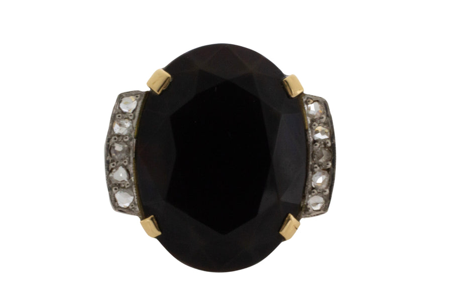 Art Deco onyx and rose diamond ring-The Antique Ring Shop