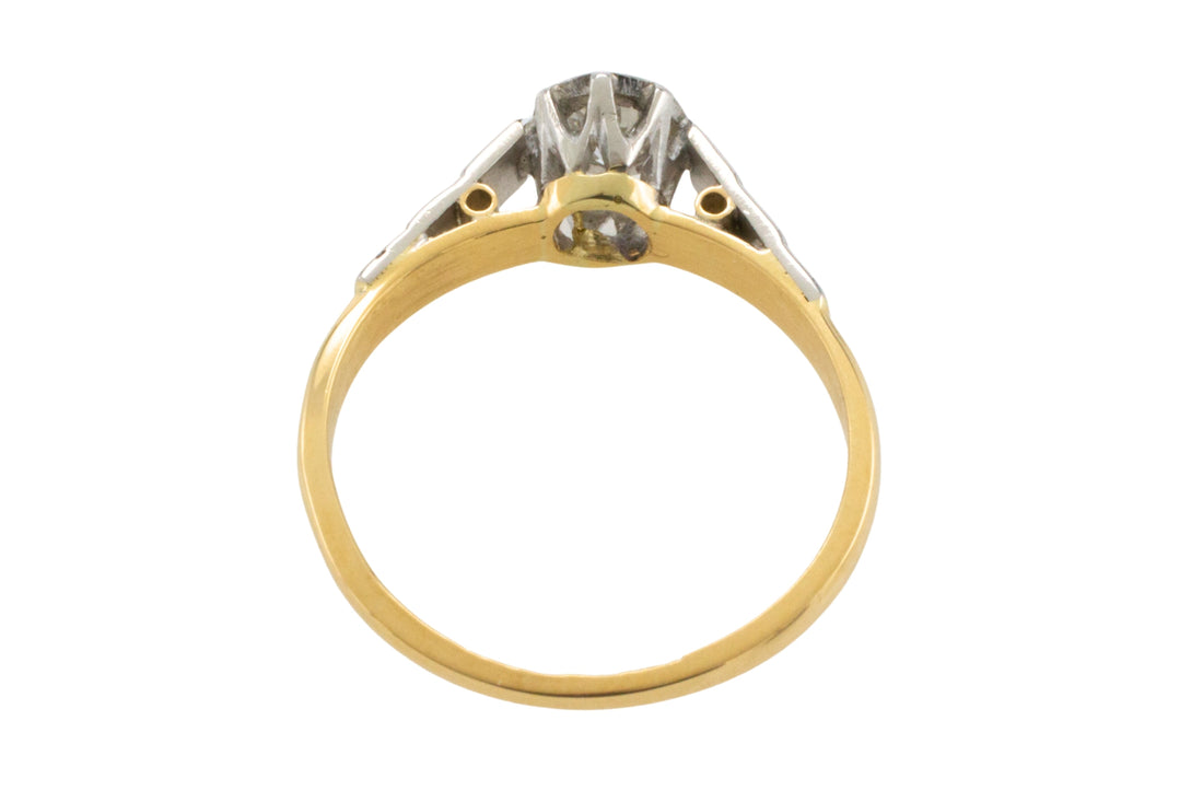 Vintage diamond solitaire ring in platinum and god-engagement rings-The Antique Ring Shop