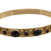 Garnet hinged bracelet in 14 carat gold-Bracelets-The Antique Ring Shop