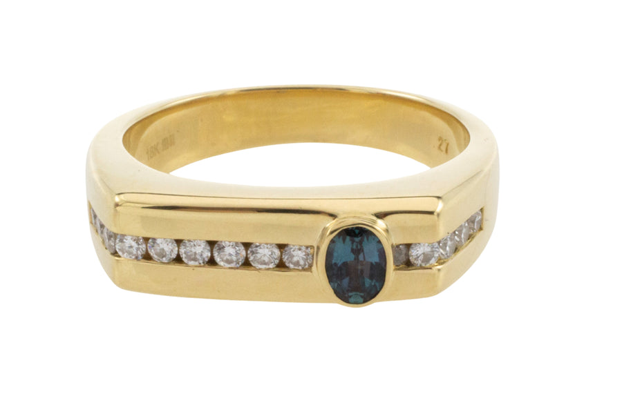 Alexandrite and diamond ring in 18 carat gold-gents rings-The Antique Ring Shop