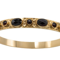 Garnet hinged bracelet in 14 carat gold-Bracelets-The Antique Ring Shop