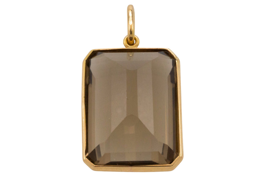 Smoked quartz pendant in 18 carat rose gold-Pendants-The Antique Ring Shop