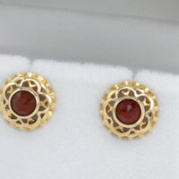 Carnelian studs in 14 carat gold-Earrings-The Antique Ring Shop