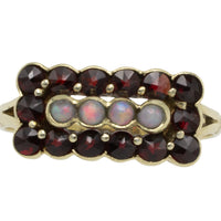 Vintage garnet and opal ring-vintage rings-The Antique Ring Shop