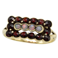 Vintage garnet and opal ring-vintage rings-The Antique Ring Shop