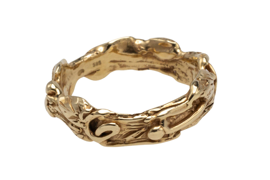 Organic nugget style ring in 14 carat gold-wedding rings-The Antique Ring Shop