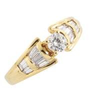 Brilliant and baguette cut diamond ring-engagement rings-The Antique Ring Shop