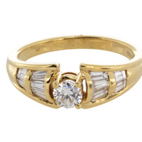 Brilliant and baguette cut diamond ring-engagement rings-The Antique Ring Shop