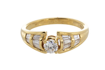 Brilliant and baguette cut diamond ring-engagement rings-The Antique Ring Shop