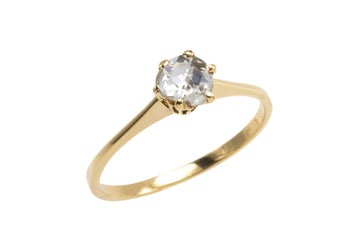 Rose diamond solitaire ring in 14 carat gold-engagement rings-The Antique Ring Shop