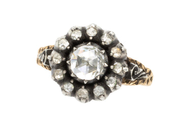 Vintage rose diamond ring in silver and gold-vintage rings-The Antique Ring Shop
