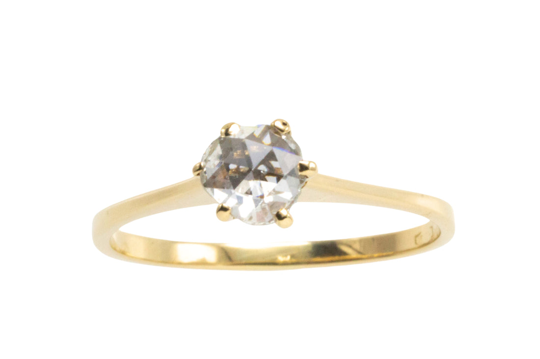 Rose diamond solitaire ring in 14 carat gold-engagement rings-The Antique Ring Shop