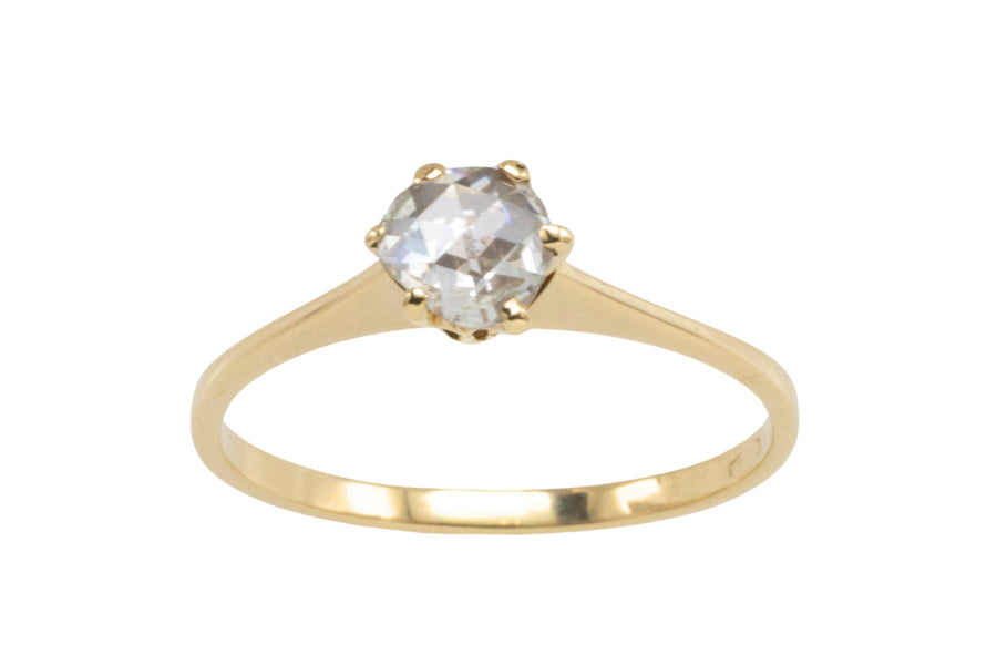 Rose diamond solitaire ring in 14 carat gold-engagement rings-The Antique Ring Shop