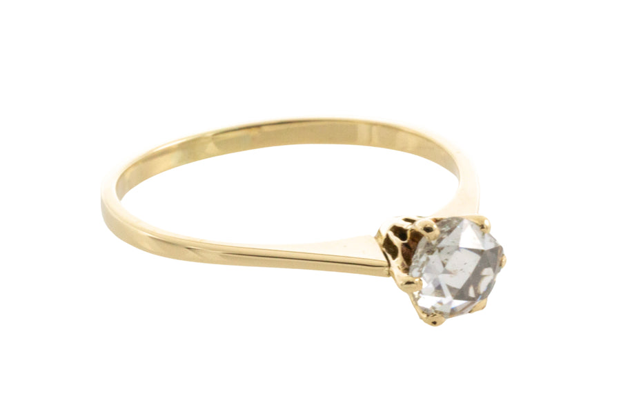 Rose diamond solitaire ring in 14 carat gold-engagement rings-The Antique Ring Shop