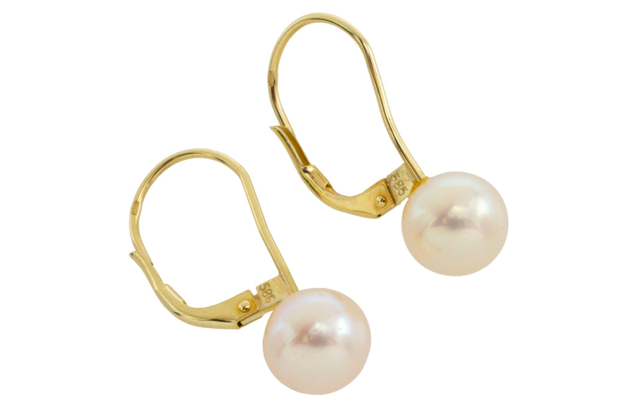 Pear pendant earrings in 14 carat gold-Earrings-The Antique Ring Shop
