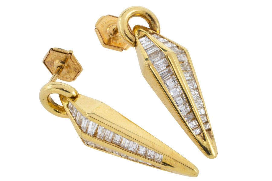 Baguette diamond earrings-Earrings-The Antique Ring Shop