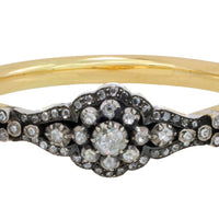 Vintage rose cut diamond bracelet in 14 carat gold and silver