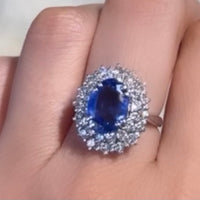 Sapphire and diamond ring in 18 carat white gold-engagement rings-The Antique Ring Shop