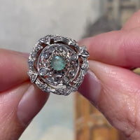 Antique Emerald and rose cut diamond ring