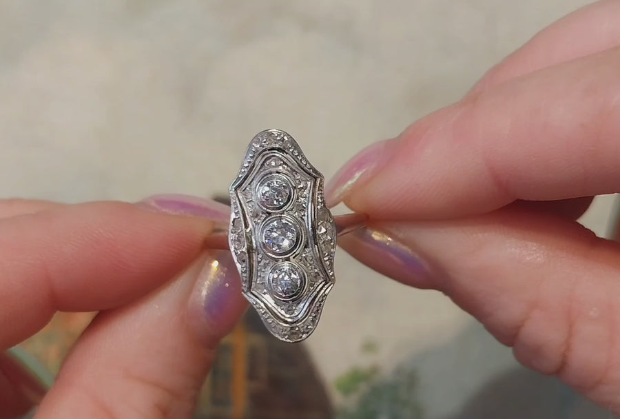 Art Deco old cut and rose cut diamond ring