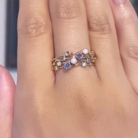 Sapphire and opal four piece ring