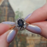 Vintage sapphire and diamond ring in 18 carat gold