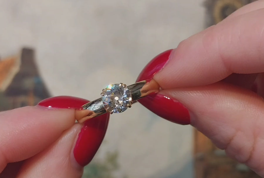 Old cut diamond solitaire ring in 18 carat gold