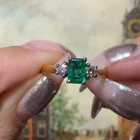 Emerald and diamond trilogy ring