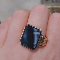 Vintage Dutch gold signet ring with onyx