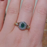 Emerald and diamond ring in 18 carat gold