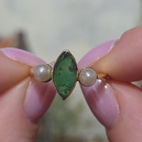 Vintage jade and pearl ring