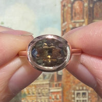 Smoked quartz ring in 18 carat rose gold