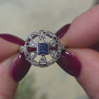 Platinum Art Deco sapphire and diamond ring