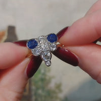 Edwardian 18 carat gold sapphire and old cut diamond ring