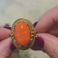 Cabochon angel skin ring in 14 carat gold