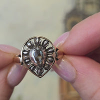 Antieke roos diamanten ring van zilver en goud